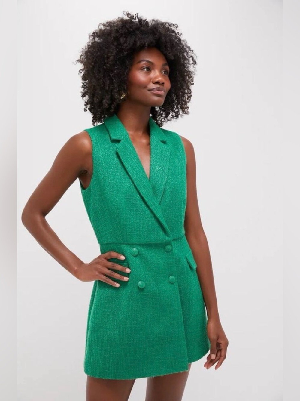 NWT Pomander Place Tuckernuck Green Tweed Campbell Romper, Size M